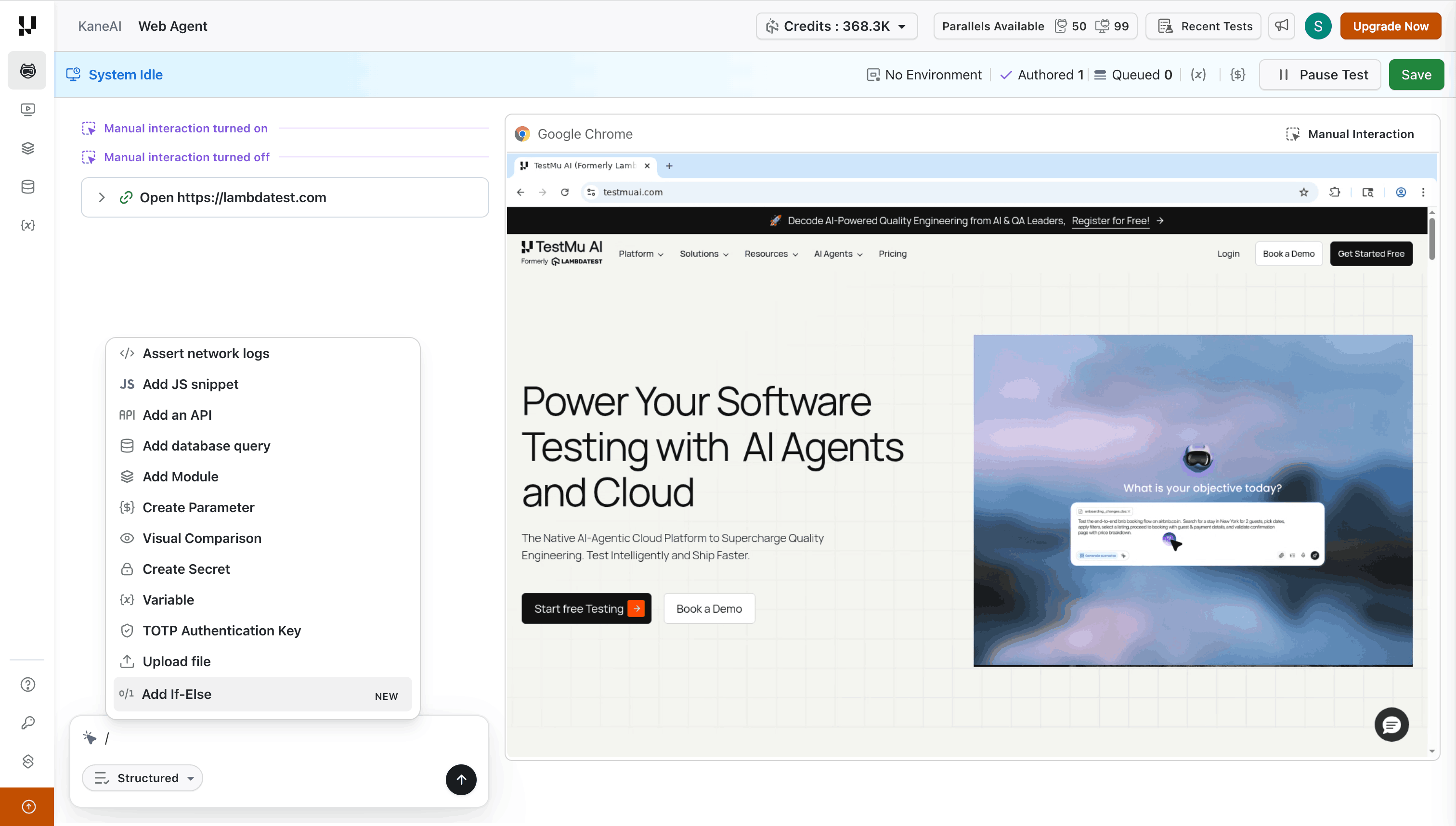 If / Else-If / Else block in the KaneAI authoring panel