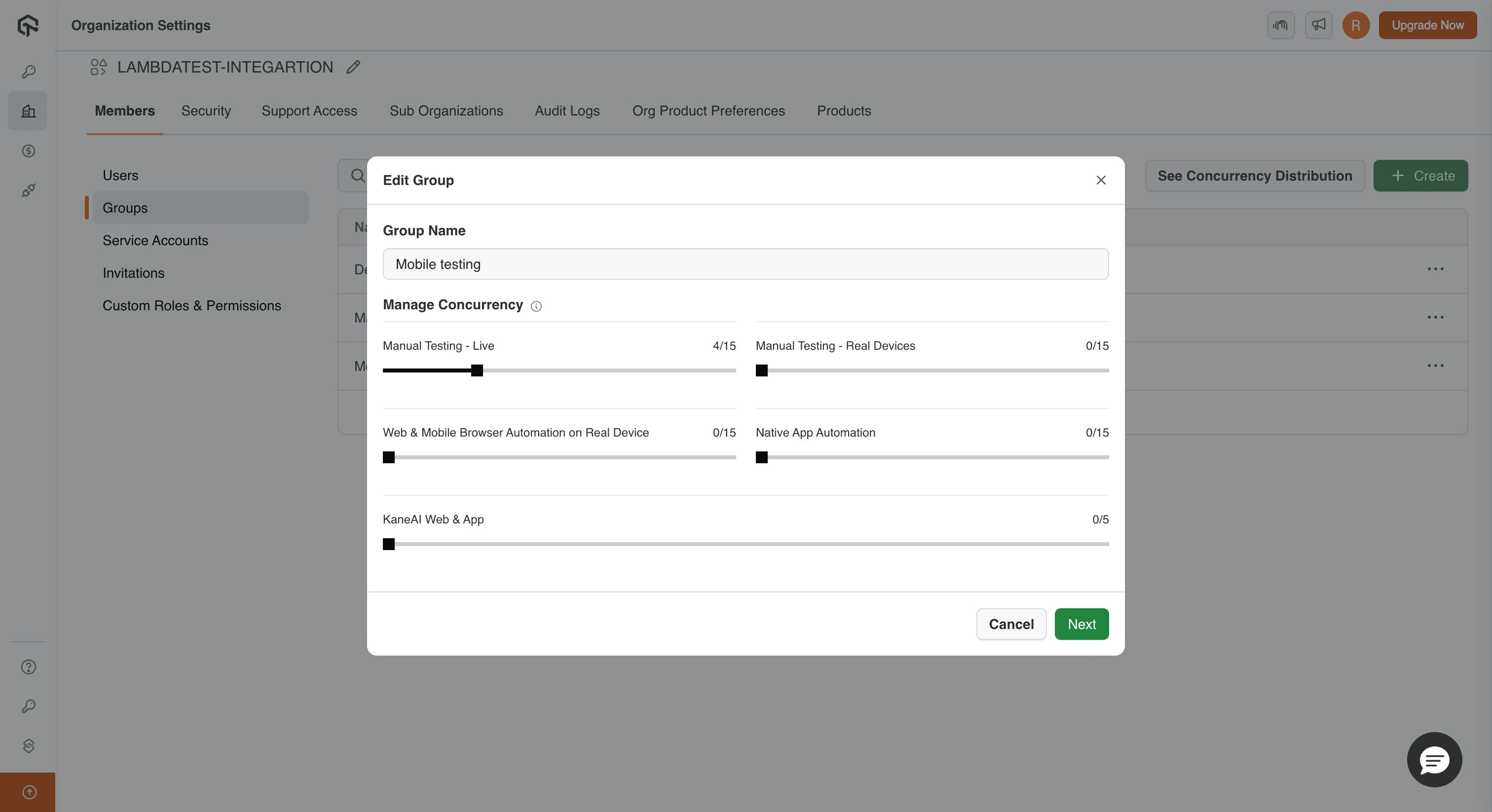 Edit group name and manage concurrency