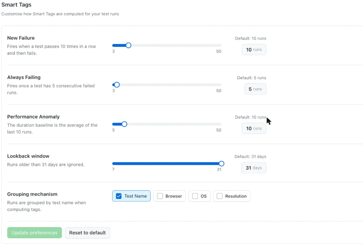 Smart Tags settings