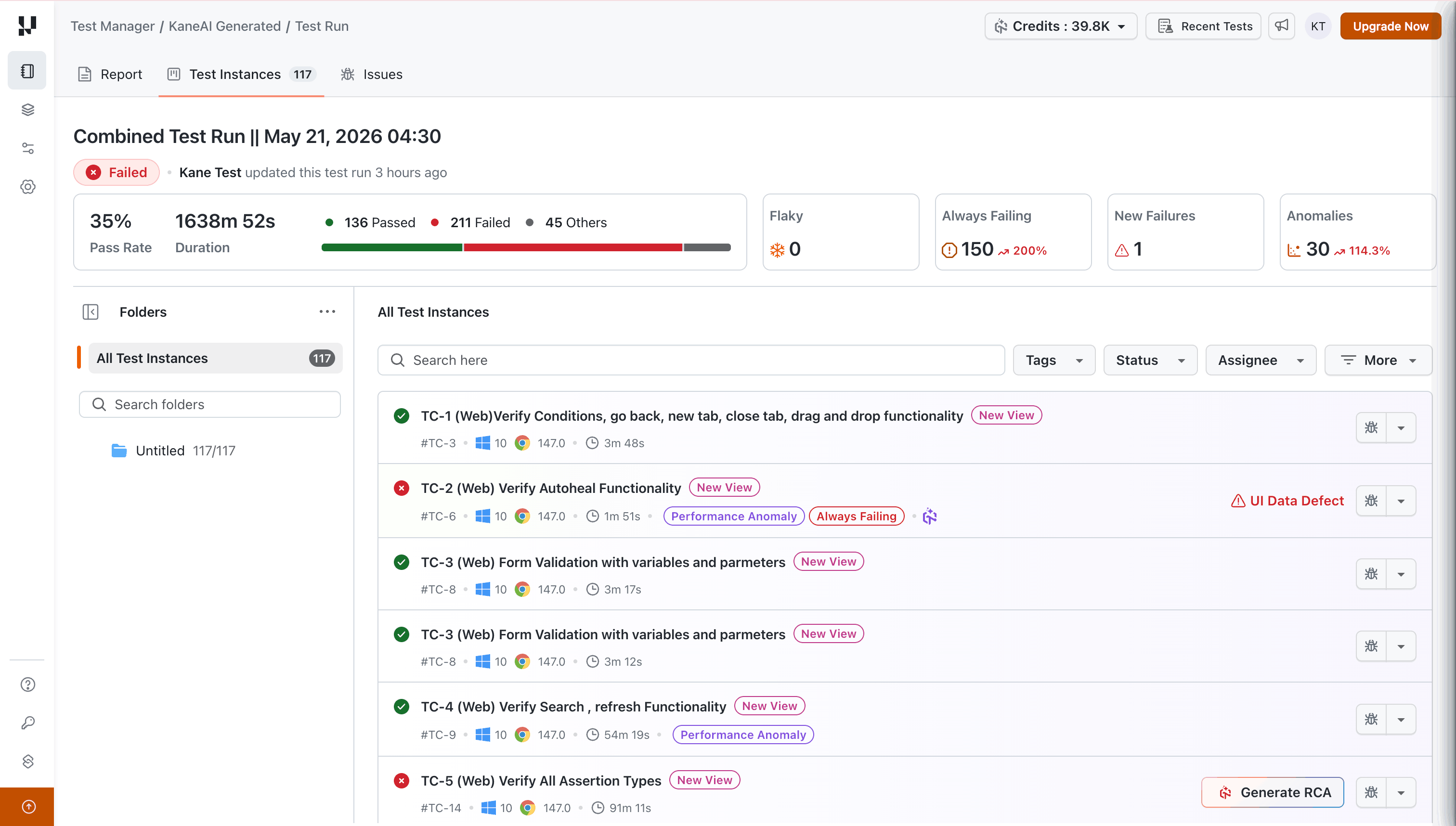 test-run-summary-dashboard