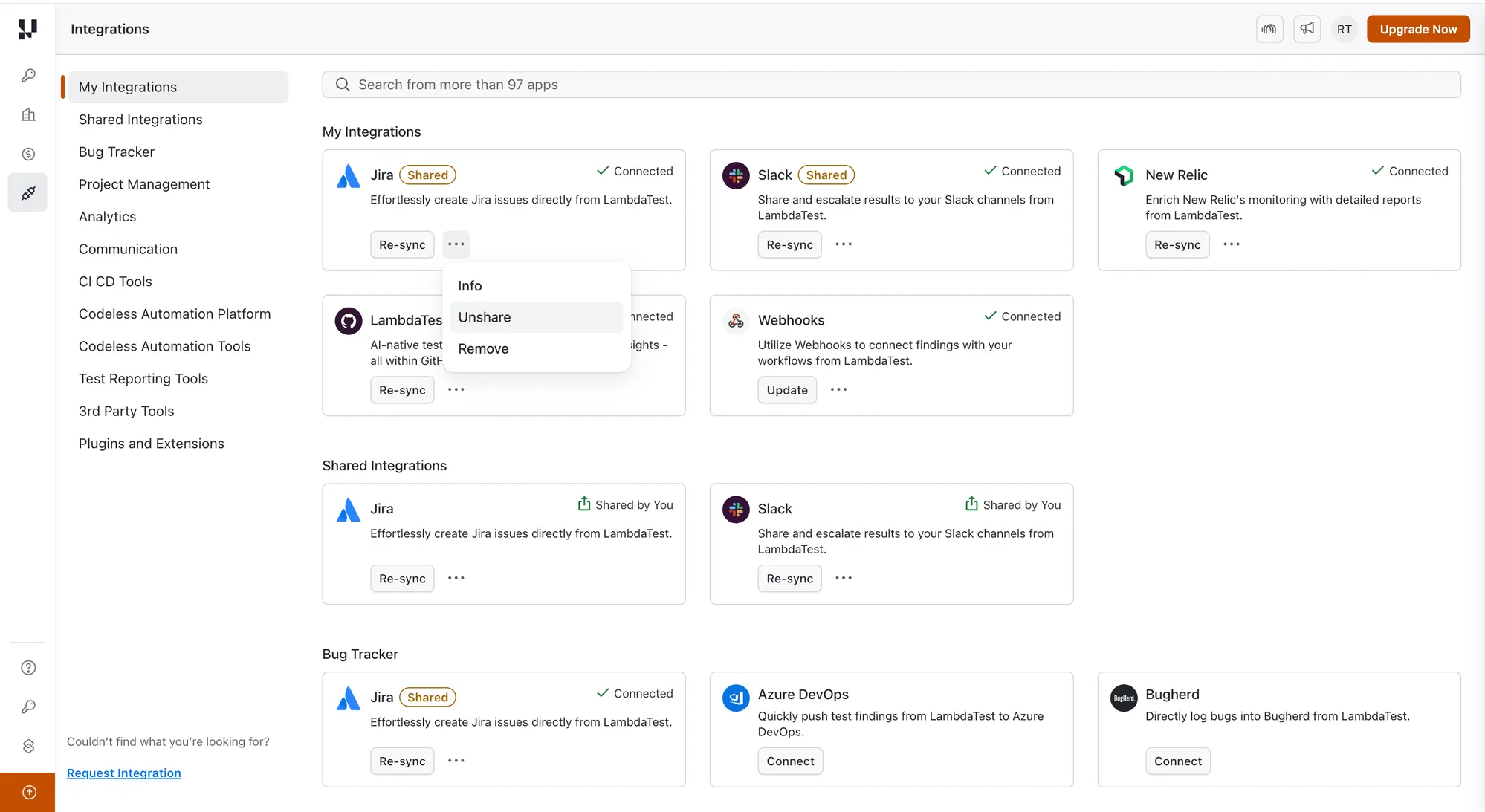 Unshare Jira integration